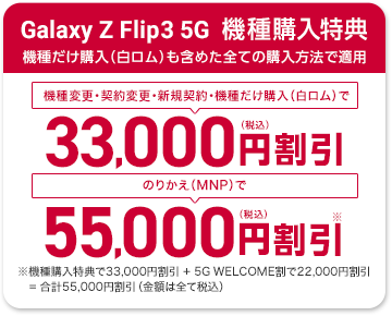 Galaxy Z Flip3 5G機種購入特典
