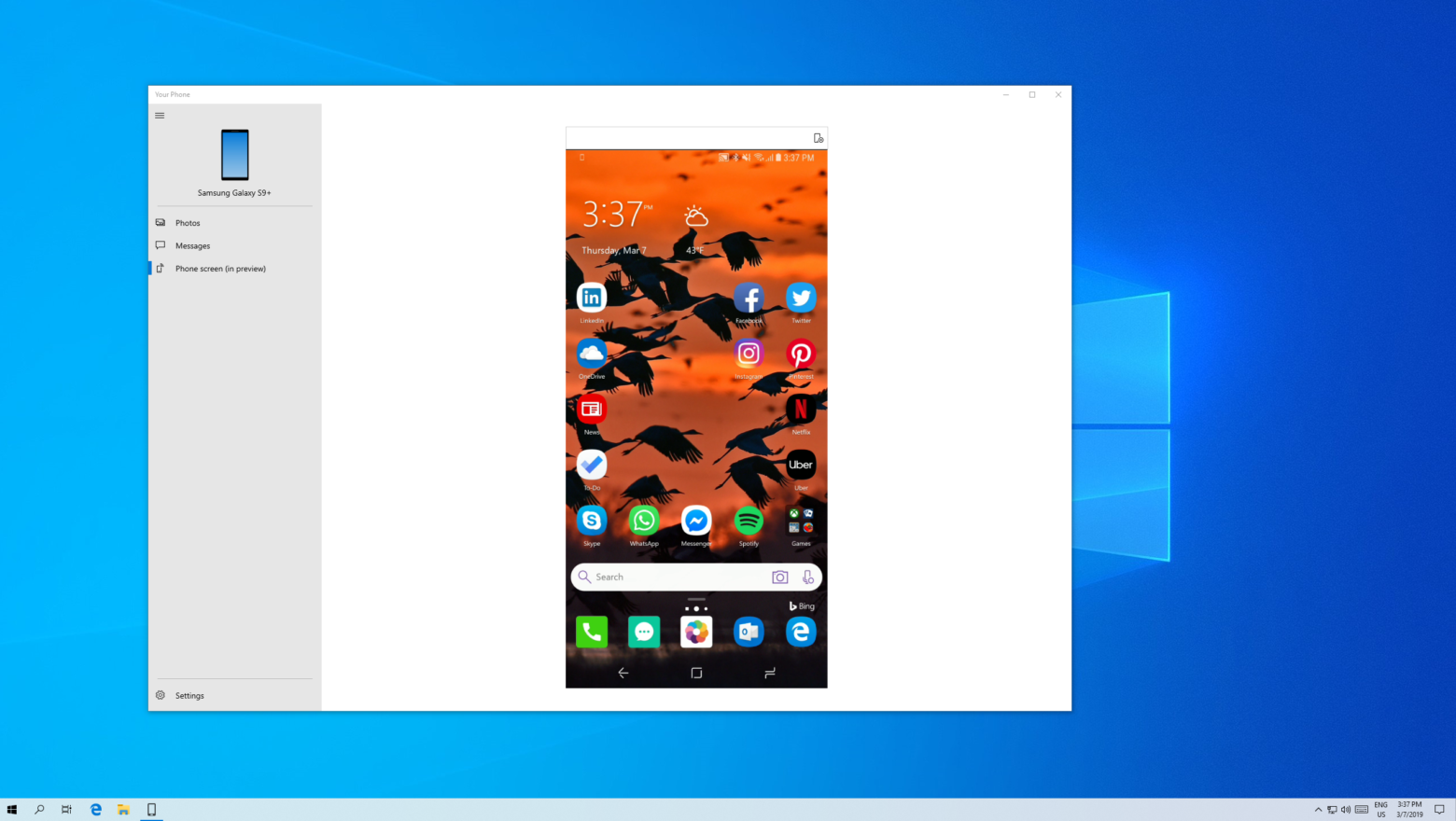 Windows 10の Phone Screen